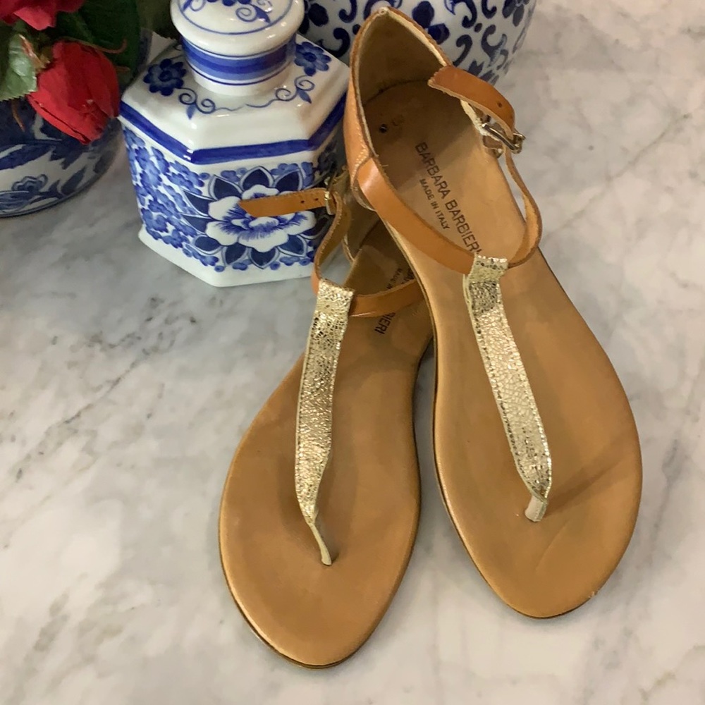 Tan and Gold Women's Sandals